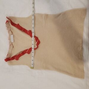 Prada Cream and Red Sleeveless Cashmere/Silk Top